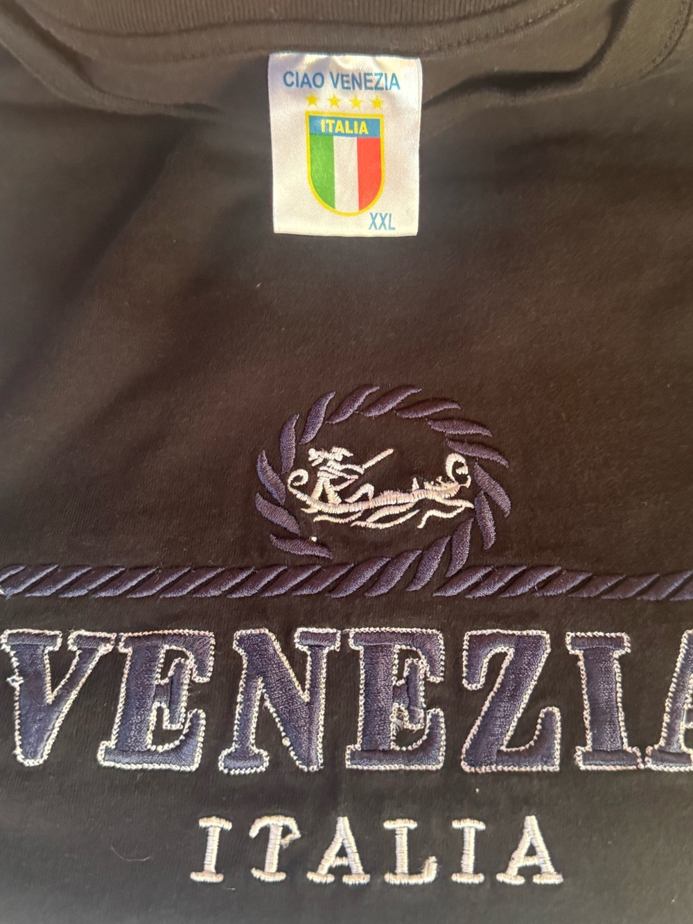 Vintage Ciao Venezia Italia Embroidered t shirt - Navy
